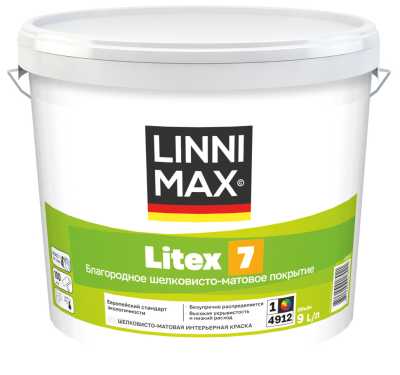 Краска интерьерная моющаяся LINNIMAX Litex 7 белая 9 л